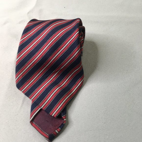Vintage Valentino Cravatte Mens Tie Necktie Red Black Stripe Classic Pointed - Picture 1 of 7